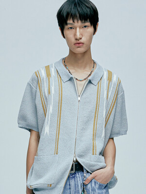 navajo boucle knit cardigan canal blue