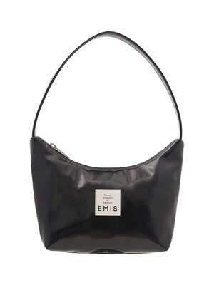 NEW ENAMEL HOBO BAG-BLACK