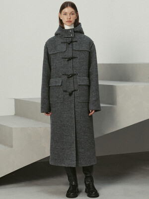 boucle wool duffel coat (charcoal)