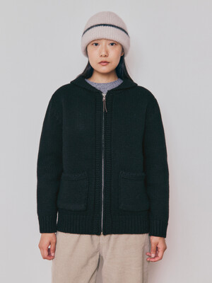 [Women] Heavy Wool Cowichan Cardigan (Black)