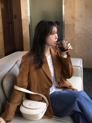 스웨이드 싱글 자켓_brown