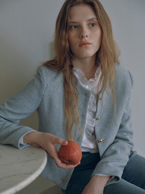 spring bookle tweed jacket_sky blue