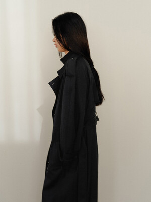 Agnes Gabardine Trench Coat Black