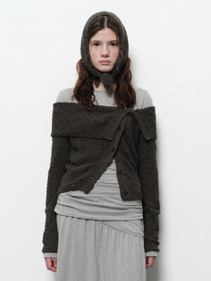 OFF SHOULDER BUTTON CARDIGAN (black)
