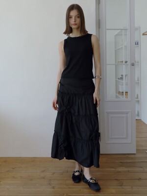 For Sunshine Moments Tiered Skirt Black
