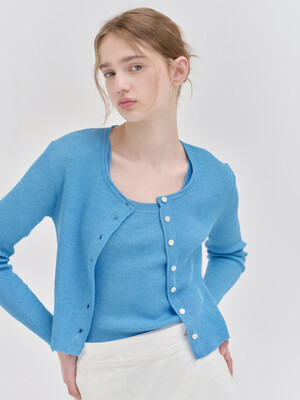 Summer linen cardigan set [BL]