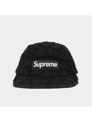 슈프림 25SS 사각패치로고 프레이드 크록 데님 공용 캠프캡 SS25H5 BLACK