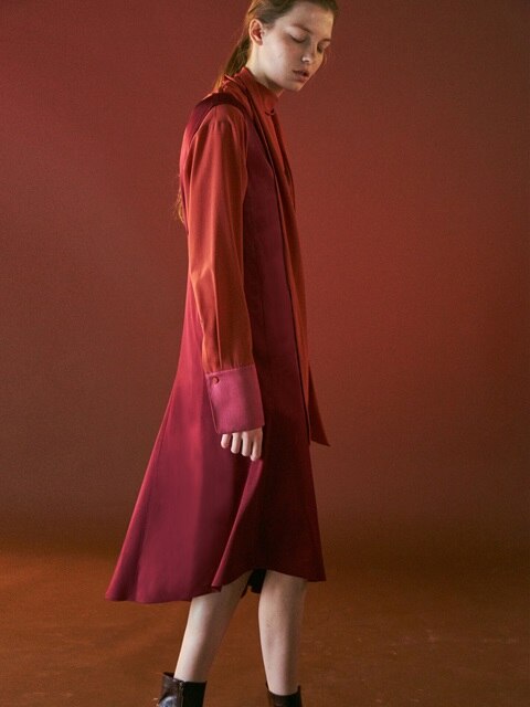 UNEVEN LAYERD DRESS-BURGUNDY