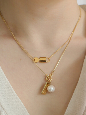 padlock simple necklace-gold (silver925)