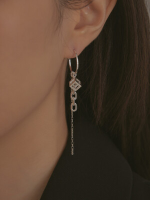 Frame Cube Charm Hoop Earrings