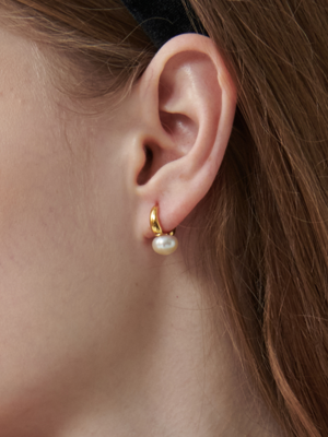 [Silver925] CR014 Water drop pearl earrings