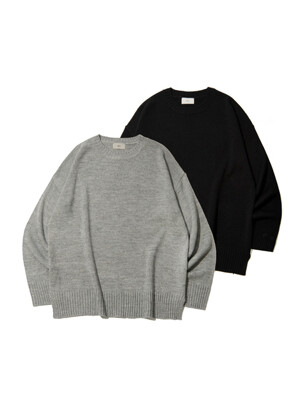 [1+1] Soft overfit Round Knit [9color]