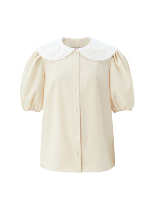 Lace collar blouse - Cream beige