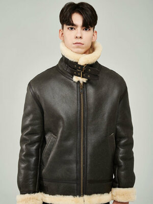 B-3 REAL MOUTON JACKET (BROWN)