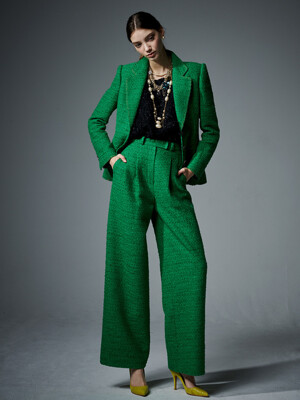 GREEN TWEED PANTS