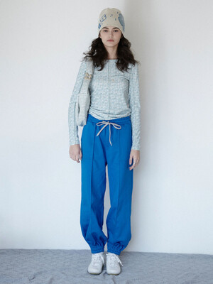 Flower pocket track pants - Blue