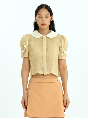 Frill Half-sleeve Blouse_Beige