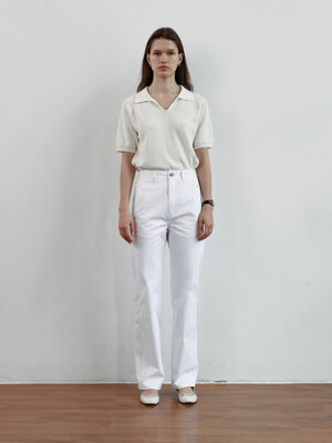 Front line detail straight cotton pant [WHITE]\t