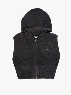 EX KNIT HOOD VEST (BLACK)