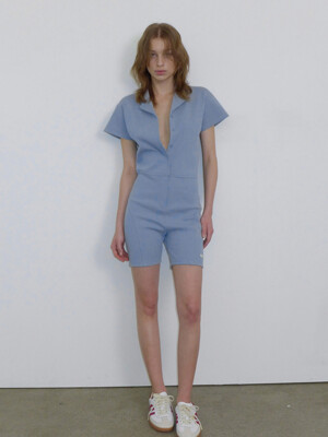 RIBBED COTTON BODYSUIT_GREYISH BLUE