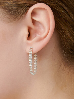 Mesh Line Frontback Silver Earring Ie374 [Silver]