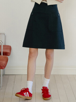 Big Pocket Midi Skirt_Dark Navy