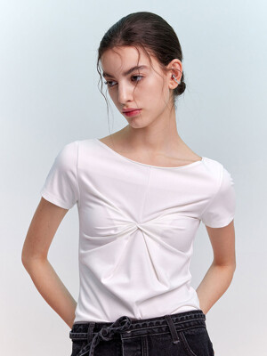 KNOTTED HALF SLEEVE TOP_WHITE