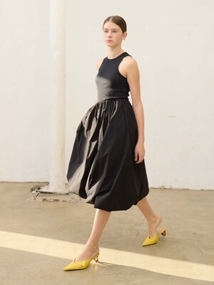 2 Way Balloon Skirt Dress Long_Black