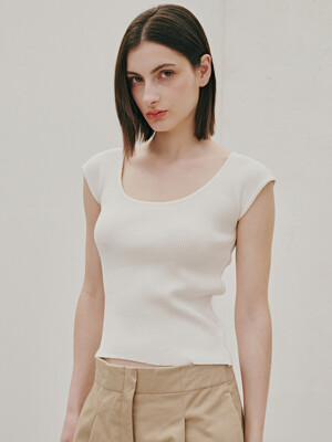 two-way capsleeve pullover-ivory