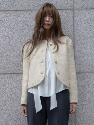 Boucle Cropped Tweed Jacket_2color