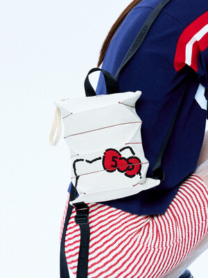 [50주년 한정판] Lucky Pleats Knit Backpack XS 50th Hello Kitty Vanilla