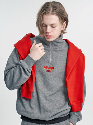 Half Zip Up GRAND Sweatshirt_Charcoal