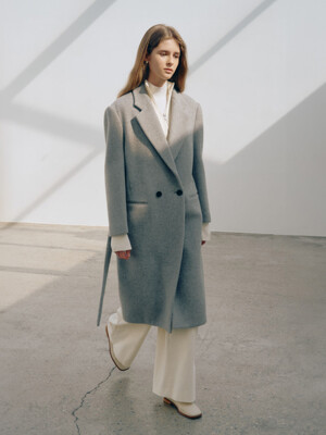 [LE CLASSIQUE] PARIS_Oversize Double-Breasted Wool Coat_Gray