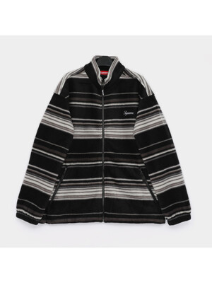 슈프림 스트라이프 집업 플리스 남성 자켓 FW24J119 BLACK