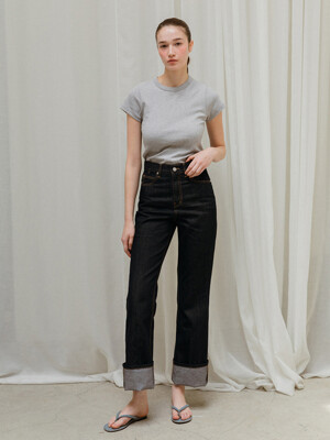 Indigo Crease Straight Denim