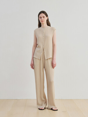 wrinkle banding pants (beige)