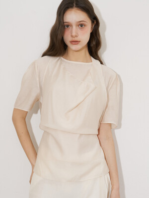DRAPING SHEER SET UP BLOUSE (YE)