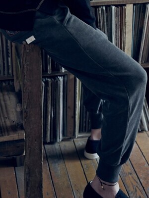 WASHED COTTON JOGGER PANTS _ Charcoal