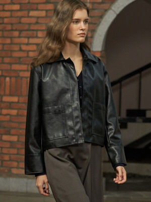comos243 one-button leather short jacket (3colors)