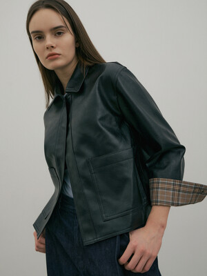 comos243 one-button leather short jacket (3colors)