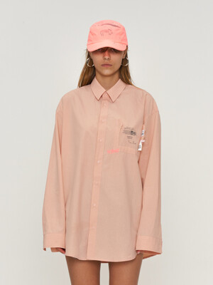 OVER FIT EMBROIDERY W/S BEIGE/PINK SHIRT