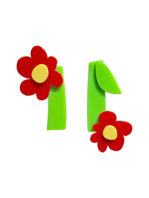 bloom paper earring (red)