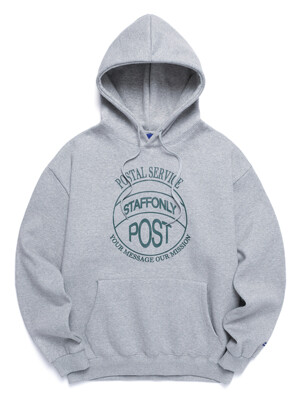 STAMP-FRONT HOODIE (MELANGE GRAY / GREEN)