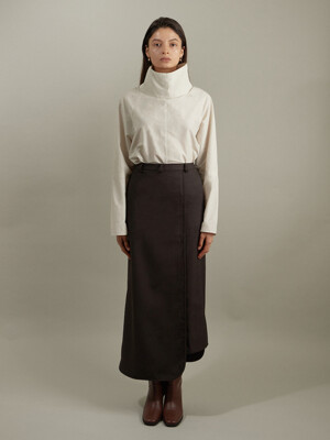 BINDING LINE SKIRT / Dark Brown