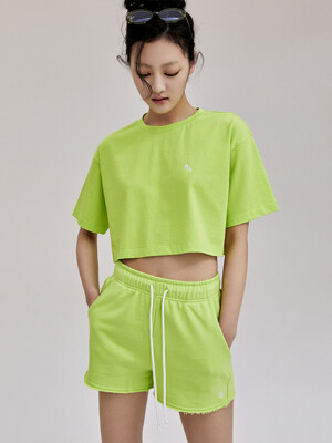 Cropped Silket T-Shirt - Lime
