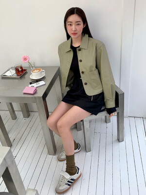 FAUX-LEATHER CROP POCKET JACKET 4COLORS