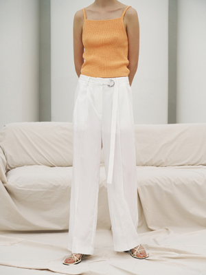 [리퍼브] CREASED WIDE LEG BELTED PANTS