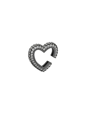 CZ Heart Ear Cuff (black)