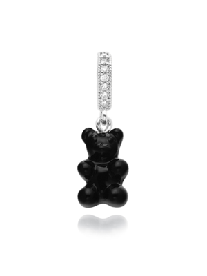 NOSTALGIA BEAR-BLACK-PAVE CONNECTOR SILVER 노스텔지아 베어 파베 블랙 실버 펜던트 참
