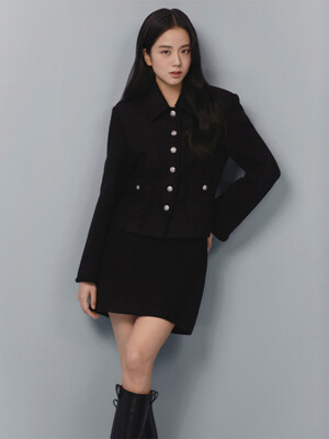 CLASSIC TWEED MIDI SKIRT BLACK_UDSK3A203BK